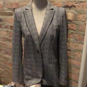 Treasure & Bond Gray, black and white plaid blazer